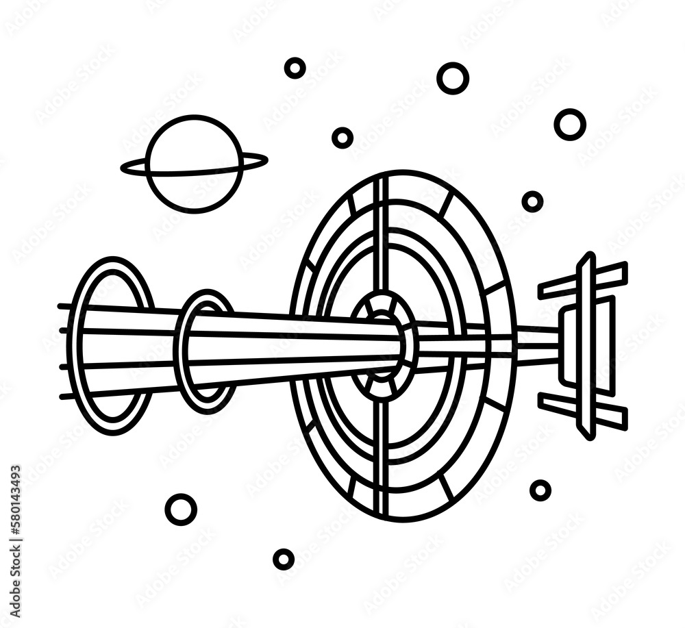 Poster simulated gravity, space icon. simple line, outline elements of interplanetary colonization icons fo