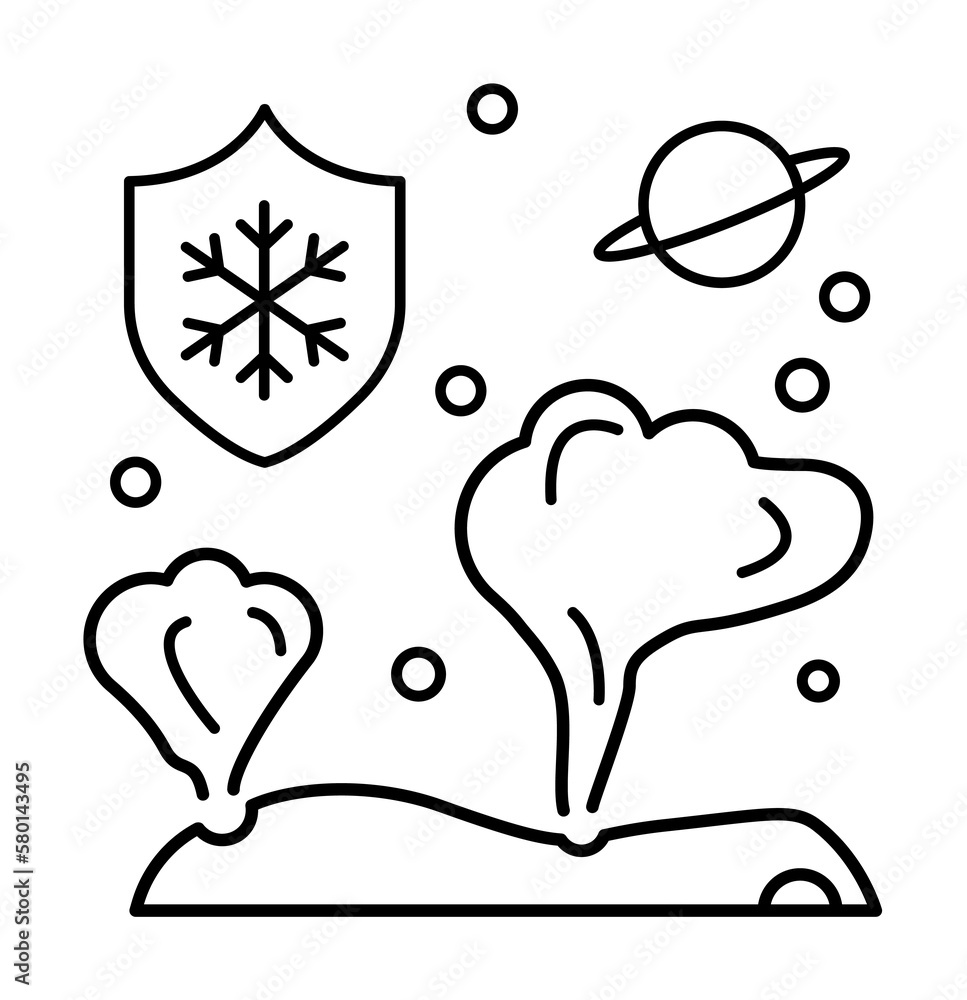 Poster geysers on the planet jupiter icon. simple line, outline elements of interplanetary colonization ico