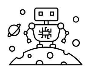 Science fiction robot satellite icon. Simple line, outline elements of interplanetary colonization icons for ui and ux, website or mobile application on white background