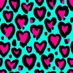 Fototapeta na wymiar Bright seamless pattern with hearts. Vector trendy background. Can be used for t-short, graphic design, wallpaper, wrapping paper. 