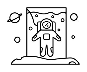 Water training, simulation of cosmonaut in space icon. Simple line, outline elements of interplanetary colonization icons for ui and ux, website or mobile application on white background