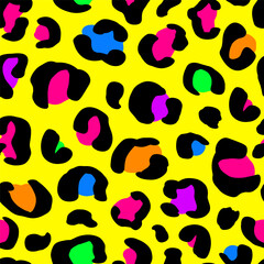 Bright  leopard skin seamless pattern. Vector trendy background. Can be used for t-short, graphic design, wallpaper, wrapping paper. 