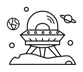 Space transportation, spaceship icon. Simple line, outline elements of interplanetary colonization...