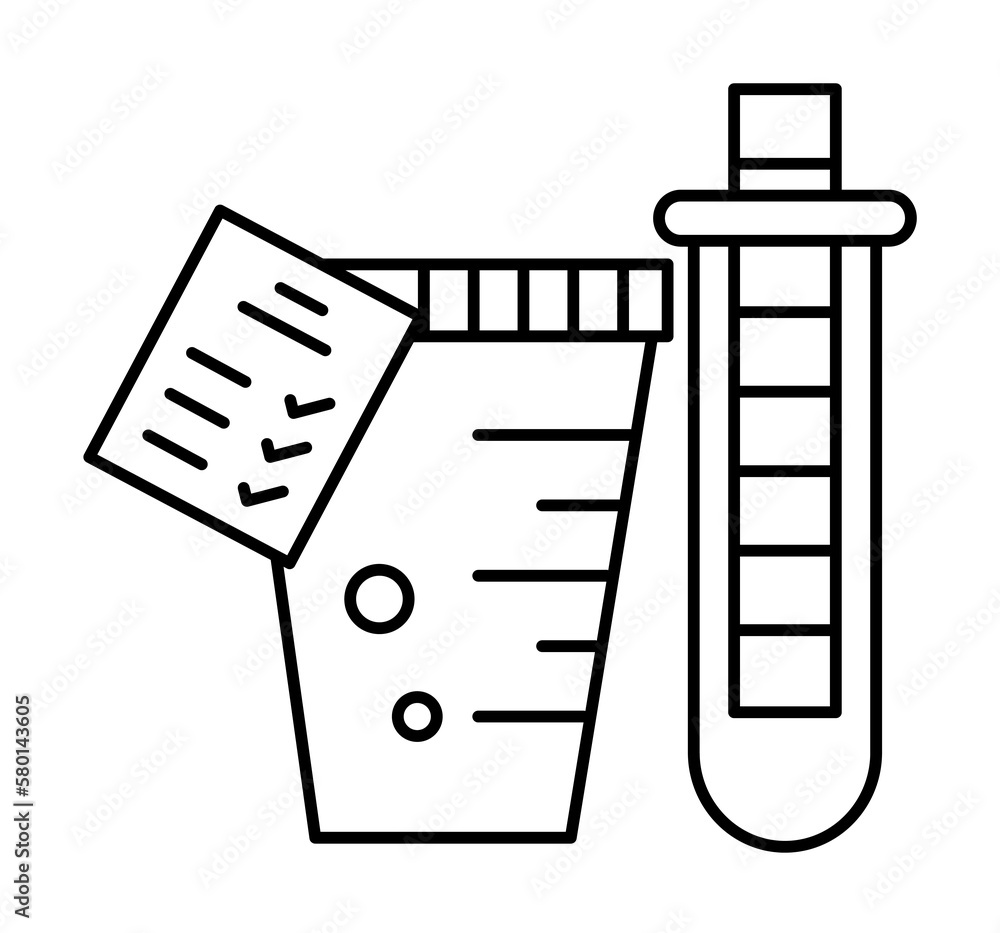 Poster urine test flask icon. simple line, outline of urology icons for ui and ux, website or mobile applic