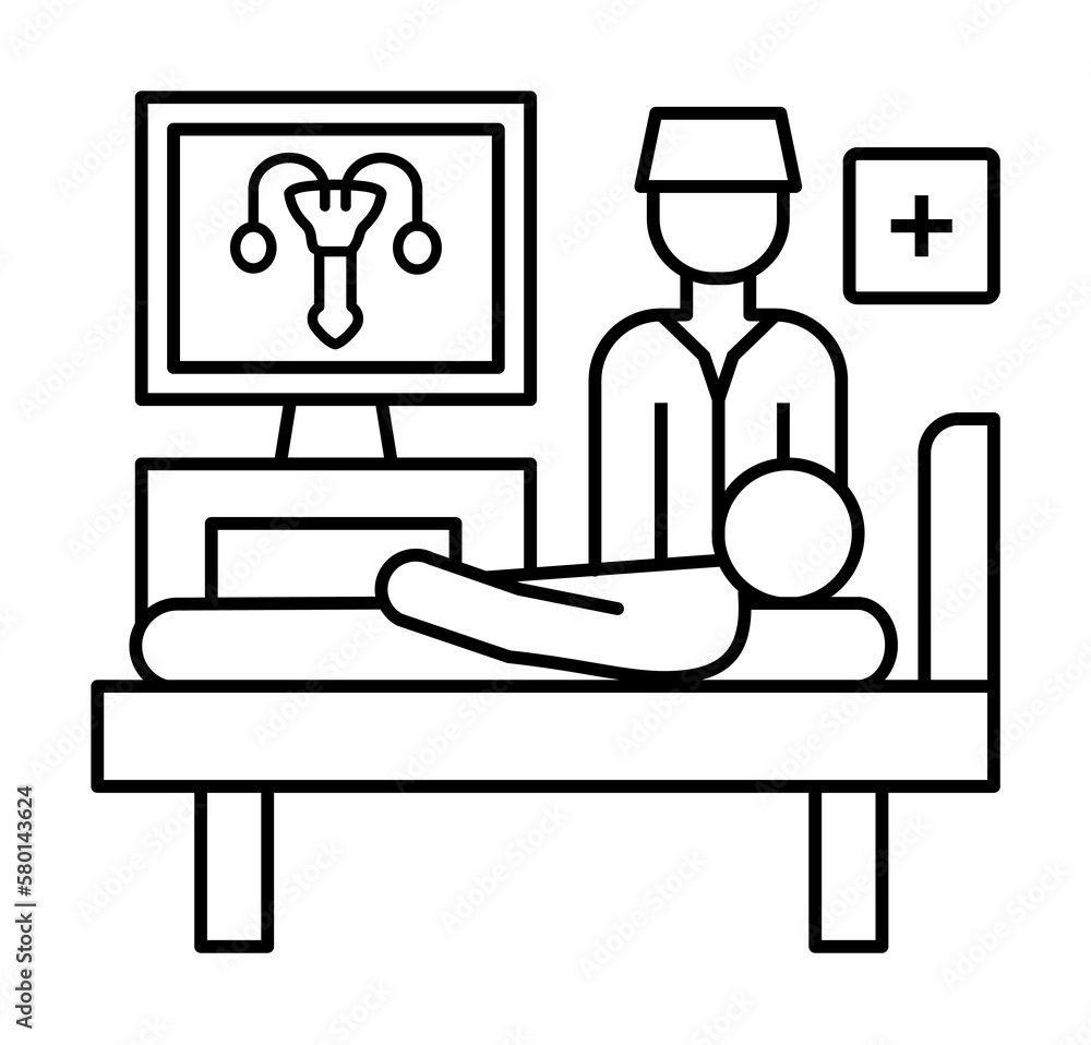 Poster diagnostic sonography urethra icon. simple line, outline of urology icons for ui and ux, website or 