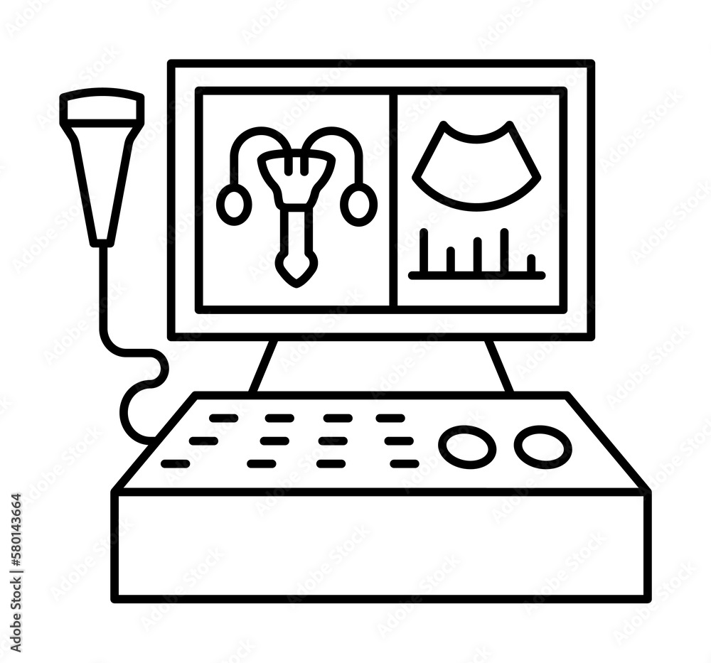 Poster ultrasound urethra icon. simple line, outline of urology icons for ui and ux, website or mobile appl