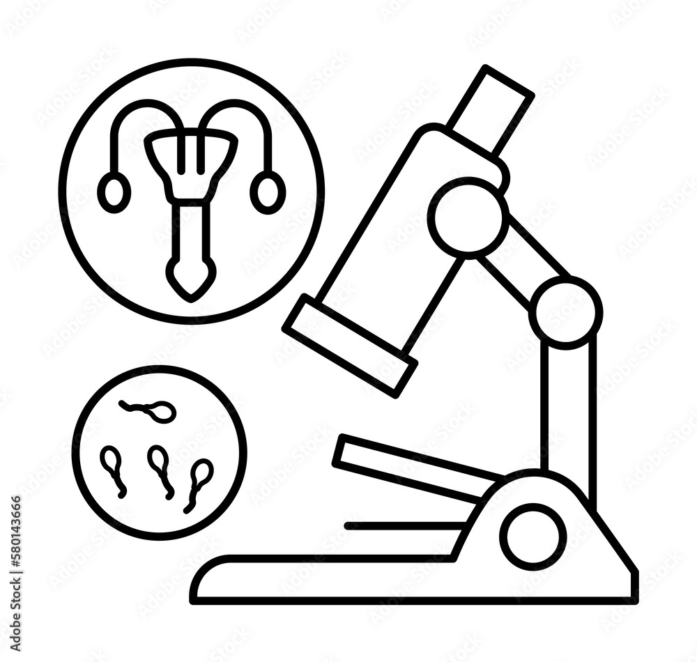 Poster spermiogram urethra icon. simple line, outline of urology icons for ui and ux, website or mobile app