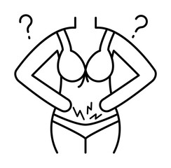 Urogynecology female body icon. Simple line, outline of urology icons for ui and ux, website or mobile application on white background