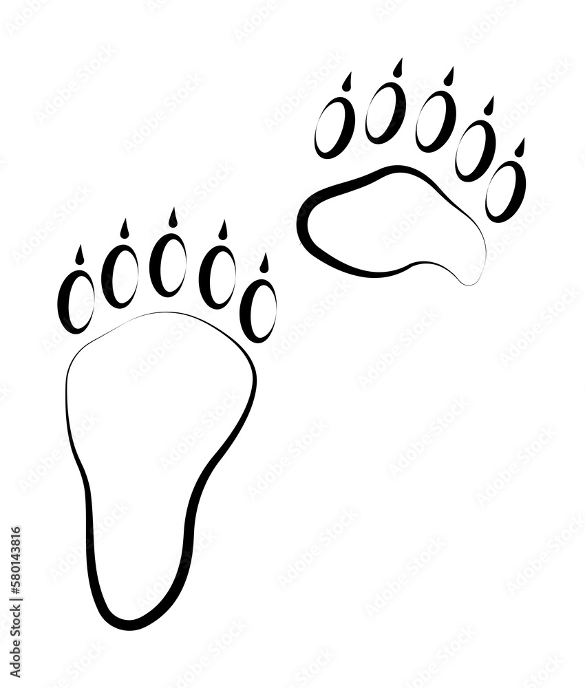 Poster bear tracks icon. element of animal track for mobile concept and web apps. hand drawn bear tracks ic