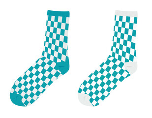 Square pattern sock. vector illustration