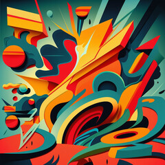 Obraz premium Abstract futuristic contemporary modern cosmic design in cartoon style with spheres, stripes and lines.