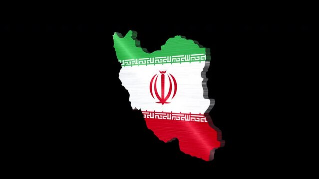 3D animation of Iran map rotating, isolated by alpha channel (transparent background).Iran concept.Iranian flag.Travel to Iran.Seamless loop in full 4K resolution
