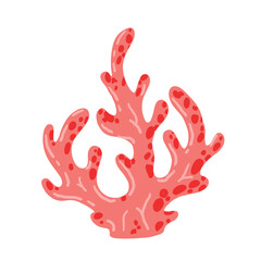 Coral reef underwater plants. Aquarium, ocean and undersea decoration isolated on white background. Cartoon vector illustration