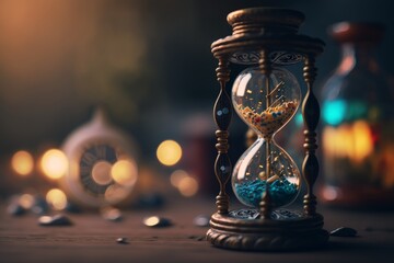 Travel through a cinematic world where time runs backwards, hyper-detailed with bokeh and depth of field, beautifully color-coded in Unreal Engine 5 , Generative ai - obrazy, fototapety, plakaty