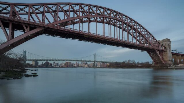 Midtown Manhattan and RFK bridge sunrise