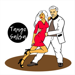  couple in love dancing tango, bachata, Salsa. passionate couple. Advertising of dance studio, lessons, master classes, parties, events. couple is dancing.