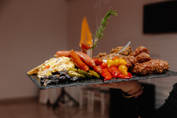 shish kebab on skewer