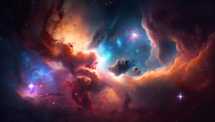 Obraz premium Beauty of endless Universe filled with stars and nebula generative ai