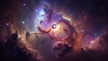 Obraz na płótnie Canvas Beauty of endless Universe filled with stars and nebula generative ai
