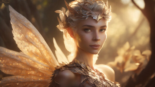 Illustration of a fairy princess in an enchanted forest