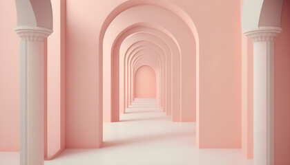Sweet pastel pink corridor background generative ai