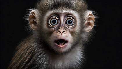 Studio portrait of a monkey with a surprised face, concept of Pet Photography generative ai