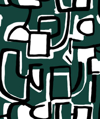 Seamless geometric pattern, brush strokes print. 