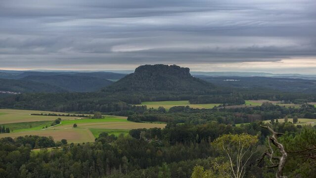 Timelapse of Lilienstein from the northern side of the river Elbe, Saxon Switzerland, Germany.
