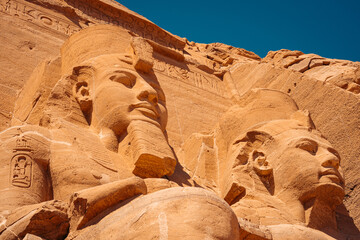 Pharaoh Rameses Faces, Abu Simbel Egypt