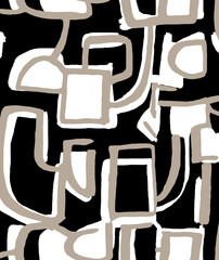 Seamless geometric pattern, brush strokes print. 