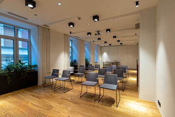 Interior of a room ready for presentations