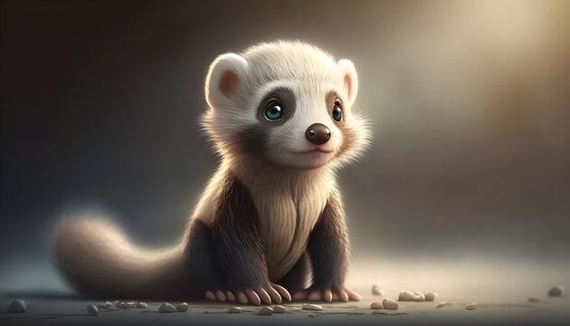 Cute ferret cartoon on white background 25389851 Vector Art at Vecteezy
