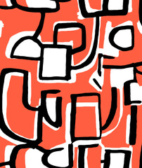 Seamless geometric pattern, brush strokes print. 