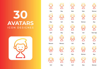 Avatar icons Related Objects and Elements. Vector Illustration Collection. creative Icons Set. stock illustration