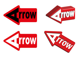 red 3d arrow. red arrow.  3d arrow set