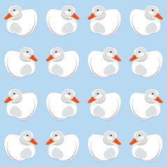 white duck vector seamless pattern