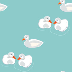 Sealess pattern with duck in water