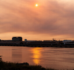 Naklejka premium View on Garonne river and riverside