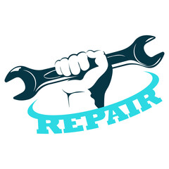 Wrench in hand, symbol for repair