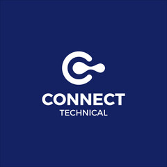 Initial letter C and technology logo vector