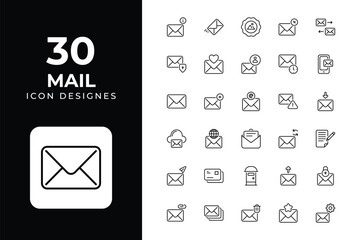 Mail icons Related Objects and Elements. Vector Illustration Collection. creative Icons Set. stock illustration