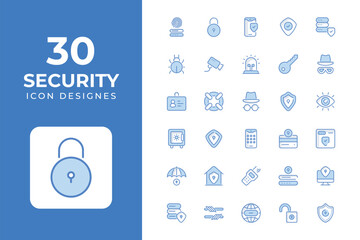 Security icons Related Objects and Elements. Vector Illustration Collection. creative Icons Set. stock illustration