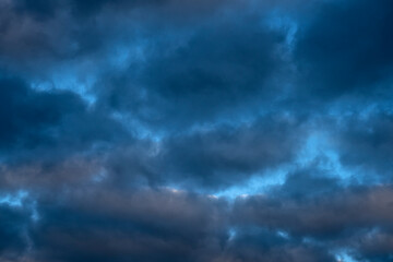 Blue clouds at sunset. Fairy sky. twilight sky