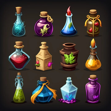 Rise of the Heroes - set of icons for MMORPG game created by AI