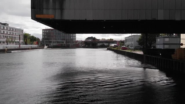 Aerial shot of Dortmund Harbour, Nordrhein Westfalen, Germany.
