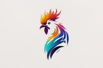 A colorful rooster logo