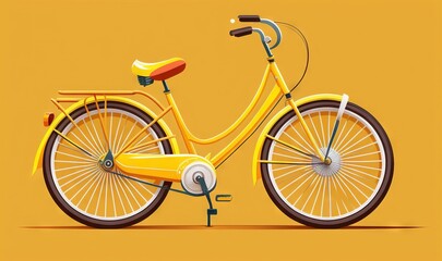 Fototapeta premium a yellow bicycle with a basket on the front wheel and a basket on the back wheel. generative ai