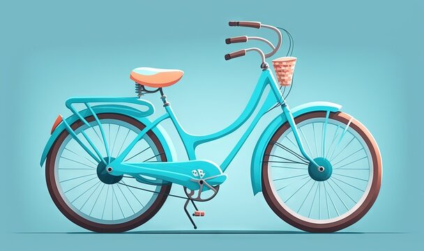 a blue bicycle with a basket and a basket on the front.  generative ai