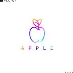 Colorful apple sign. Abstract fruit