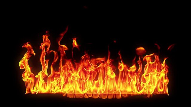 Super Slow Motion Shot of Fire Flames Isolated on Black Background at 1000fps.